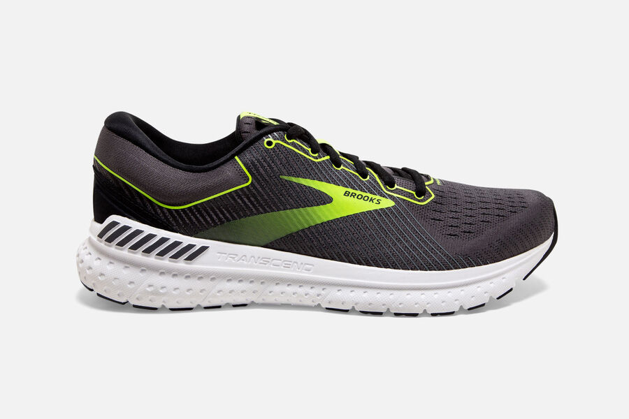 Transcend 7 Road Brooks Running Shoes NZ Mens - Black/Green - IUAKMR-805